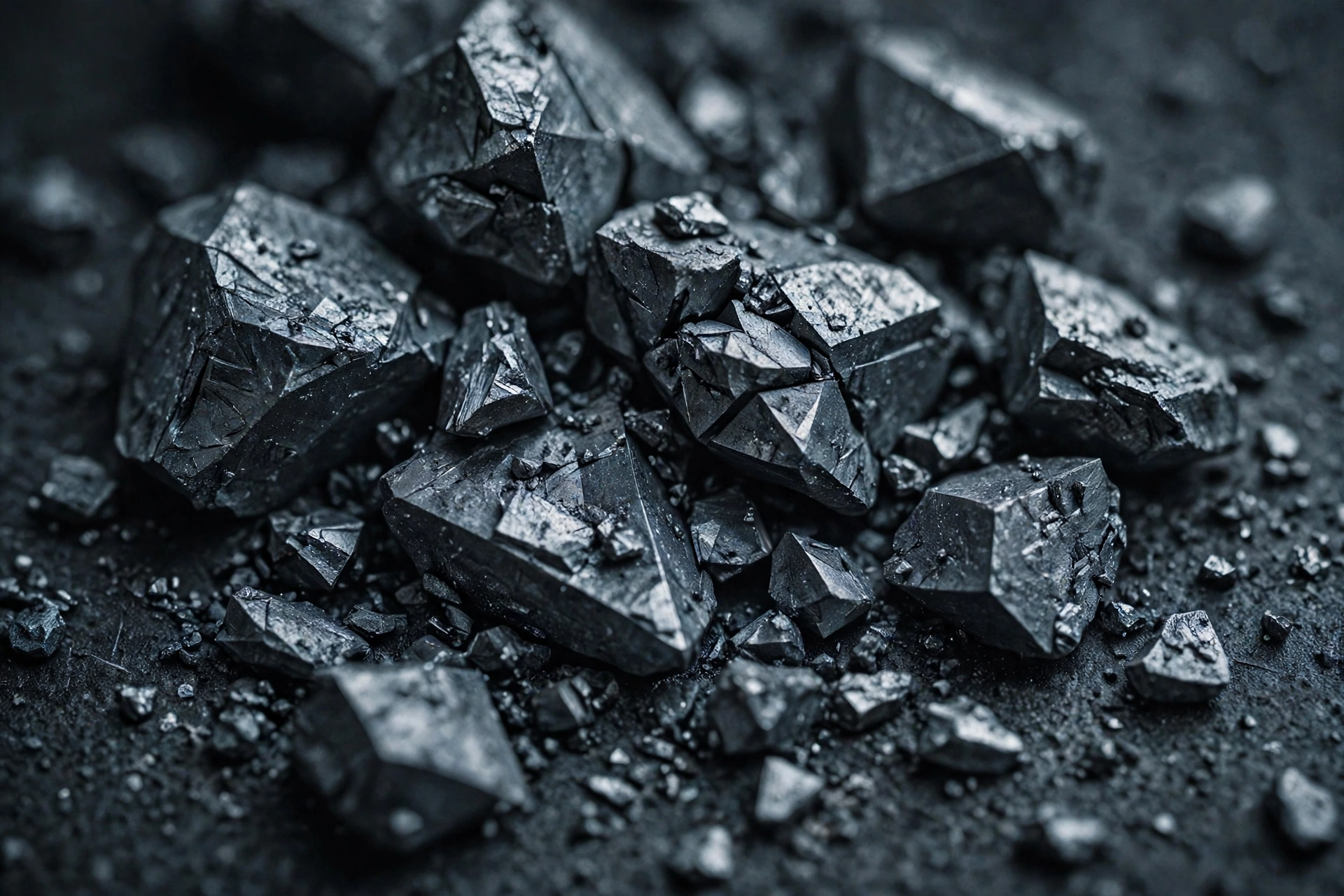 Macro view of angular steel grit abrasive